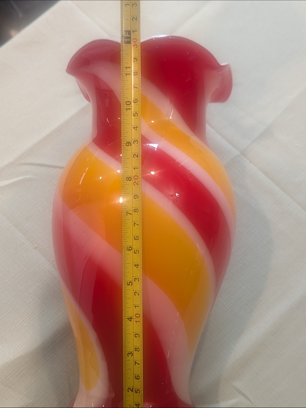 Handblown Red, White and Yellow Swirl Glass Vase - Home Accents - Picture 2 of 6
